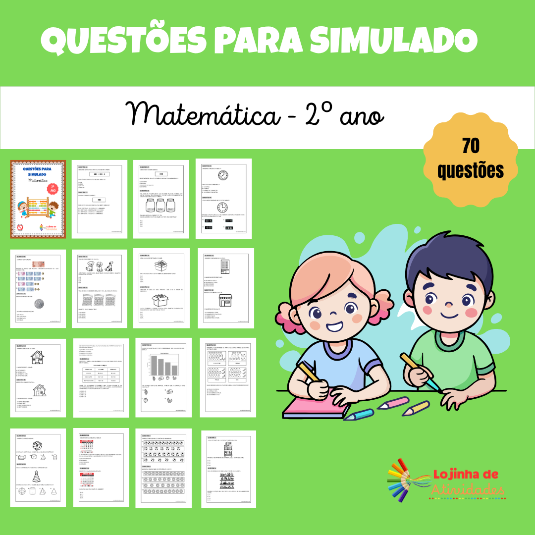 QUESTÕES PARA SIMULADO - MATEMÁTICA - 2º ANO